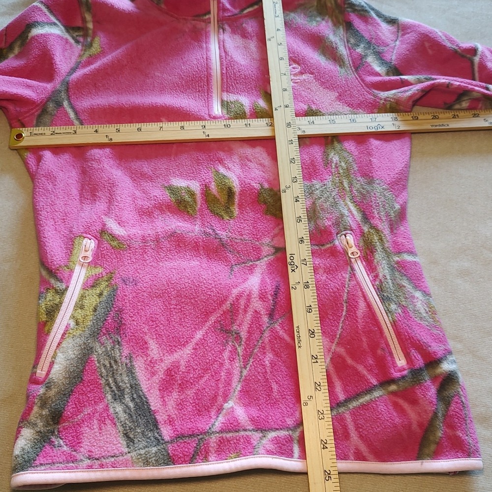 Realtree APC Pink Camo Fleece Quarter Zip Pullover Womens S W315390 Thumbhole